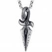 Pendentif acier en forme de dague à manche serpent