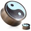 Plug en bois de Sono � Ying et Yang de turquoise