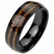 Bague homme noir en acier � lignes de bois