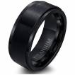Bague homme en Titane noir � bandeau bross�