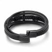 Bracelet homme tresse et lani�res en cuir � croix latine noire