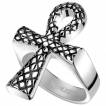 Bague homme croix �gyptienne Ankh aspect peau de serpent en acier