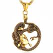 Pendentif homme dor� M�dusa en acier