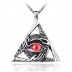 Pendentif homme Triangle � oeil rouge et mains en acier