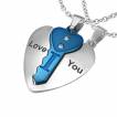 Paire de pendentifs acier coeur et cl� I love You