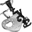Paire de pendentifs acier coeur et mot