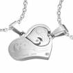 Paire de pendentifs acier coeurs r�unis