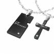 Paire de pendentifs acier plaque et croix Love Forever