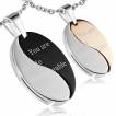 Paire de pendentifs en acier inspiration Yin et Yang avec message d'amour