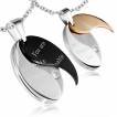Paire de pendentifs en acier inspiration Yin et Yang avec message d'amour