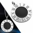 Pendentif acier médaillon à chiffre romains