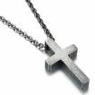Pendentif croix effet b�ton en acier (+chaine)