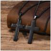 Pendentif croix noire en acier � motifs cisel�s aspect corde