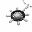 Pendentif homme acier barre � roue de gouvernail