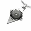 Pendentif homme acier lozange avec roue dentelée