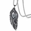 Pendentif homme acier plume � oeil mystique