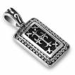 Pendentif homme acier style m�daillon � frise, croix et fleur de Lys