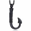 Pendentif homme en forme d'hame�on noir en acier
