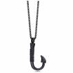Pendentif homme en forme d'hame�on noir en acier