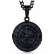 Pendentif homme style boussole ancienne en acier noir