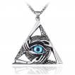 Pendentif homme Triangle � oeil bleu et mains en acier