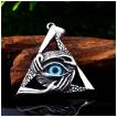 Pendentif homme Triangle � oeil bleu et mains en acier