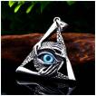 Pendentif homme Triangle � oeil bleu et mains en acier