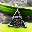 Pendentif homme Triangle � oeil rouge et mains en acier