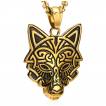 Pendentif homme viking loup de Fenrir doré en acier