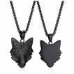 Pendentif homme viking loup de Fenrir noir en acier
