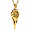 Pendentif viking crane de corbeau dor� grav� Vegvisir