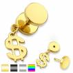 Piercing oreille style faux plug � pendentif symbole dollar