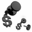 Piercing oreille style faux plug � pendentif symbole dollar