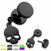 Piercing oreille style faux plug � pendentif t�te de mort