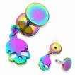 Piercing oreille style faux plug � pendentif t�te de mort