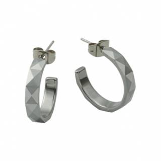 Boucle d'oreille homme tungst�ne cercle cisel� de losanges