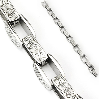 Bracelet homme acier � mailles grav�es de dagues