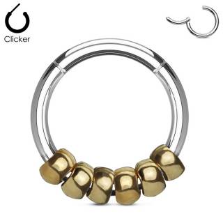 Anneau acier � perles dor�es (segment clips)