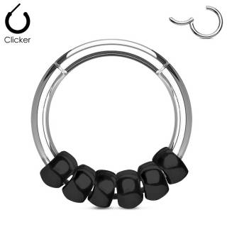 Anneau acier � perles noires (segment clips)