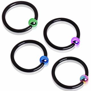 Anneau CBR noir � boule anodis�e titanium (septum, cartilage oreille...)