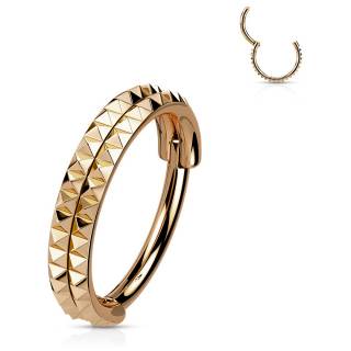 Anneau charni�re Cuivr� double-ligne pyramides en acier haute pr�cision