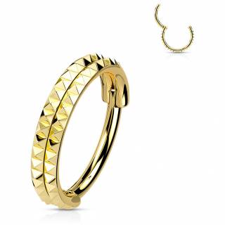 Anneau charni�re Dor� double-ligne pyramides en acier Dor� haute pr�cision