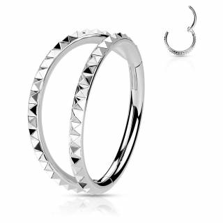 Anneau charni�re doubl� � pyramides (en acier haute pr�cision)