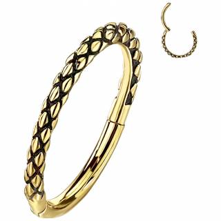 Anneau � charni�re en acier aspect peau de serpent Dor�