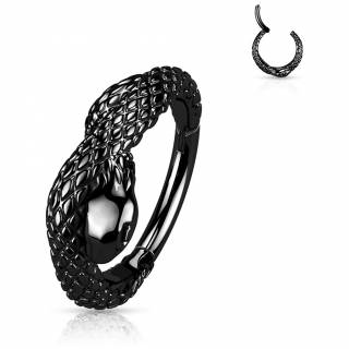 Anneau charni�re en forme de serpent en acier Noir haute pr�cision