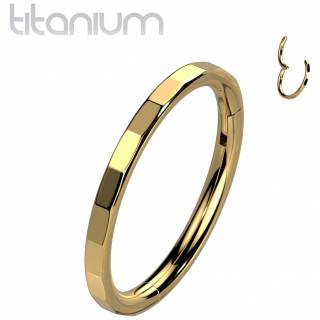Anneau � charni�re en Titane Dor� � facettes rectangulaires