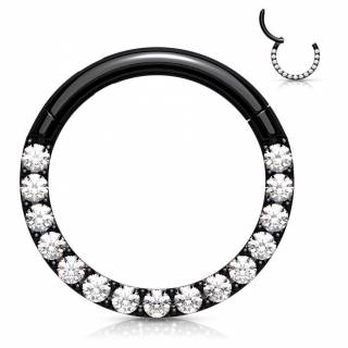 Anneau charni�re Noir � arc de zirconiums (en acier haute pr�cision)