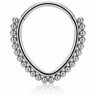 Anneau charni�re Titane en forme de goutte perl�e