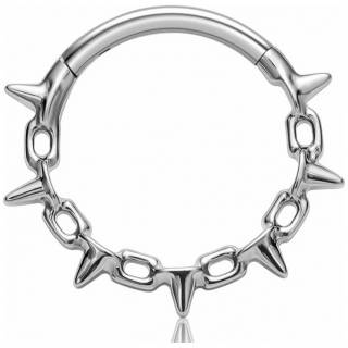 Anneau charni�re Titane � maillons de chaine et piquants