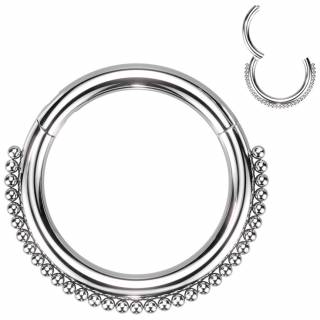 Anneau clicker acier haute pr�cision � arc de perles fines (septum, h�lix, lobe...) "SPHAIRA"